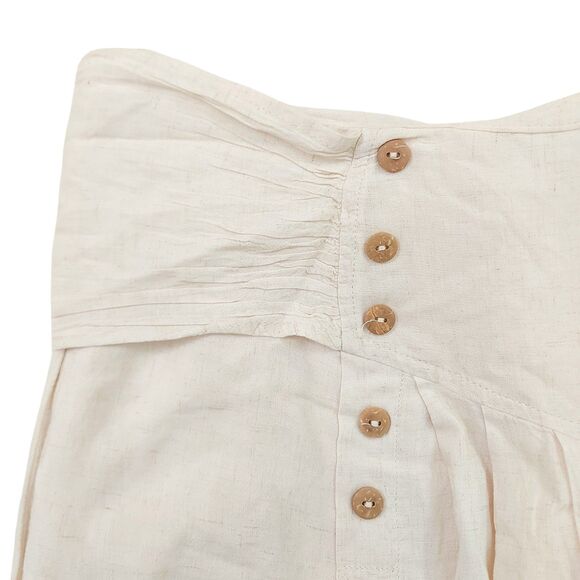 ILLA ILLA Wide Leg Back Bow Pants Womens Small Beige Front Button Pleated Boho - Picture 6 of 12